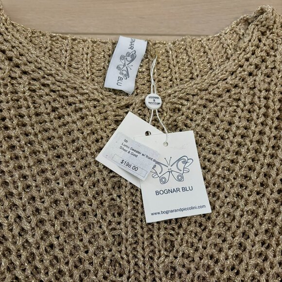 Bognar Blu Silver & Gold Lurex Cropped Sweater - Picture 2 of 5